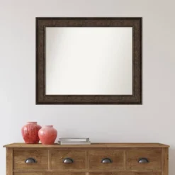 Amanti Art Ridge Bronze Non-Beveled Bathroom Wall Mirror - 34" x 28" -Amanti Art Shop GUEST 8f261203 ee5f 4b56 a651 fd7490fda3c4