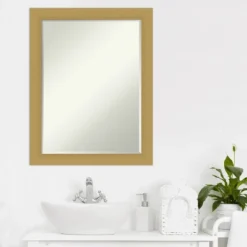 Amanti Art Grace Brushed Gold Petite Bevel Bathroom Wall Mirror, 27.5" x 21.5" -Amanti Art Shop GUEST 8fbda544 0b3e 4df8 8341 d35d1ccab17c