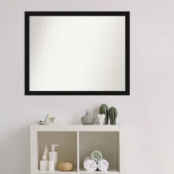 30" X 24" Non-Beveled Avon Narrow Bathroom Wall Mirror Black - Amanti Art -Amanti Art Shop GUEST 9128da2a 22a9 4758 8fd8 1f52d996c731