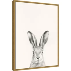 Amanti Art Victoria Borges Animal Mug I Rabbit Framed Canvas Wall Art, 18x24 Gold
