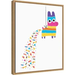 Michael Buxton Pinata Poop 16" x 20" Framed Canvas Wall Art by Amanti Art