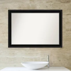 40" X 28" Non-Beveled Corded Bathroom Wall Mirror Black - Amanti Art 14 40" X 28" Non-Beveled Corded Bathroom Wall Mirror Black - Amanti Art -Amanti Art Shop GUEST 91f60cc2 22a1 4ce6 b04a 047fa0792e09