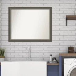 31" X 25" Non-Beveled Domus Wood Bathroom Wall Mirror Dark Silver - Amanti Art 17 31" X 25" Non-Beveled Domus Wood Bathroom Wall Mirror Dark Silver - Amanti Art -Amanti Art Shop GUEST 923ebd60 0b3a 463c b4ec 32a8548d7868