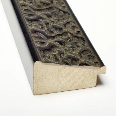 31" X 31" Non-Beveled Intaglio Embossed Black Wood Wall Mirror - Amanti Art 3 31" X 31" Non-Beveled Intaglio Embossed Black Wood Wall Mirror - Amanti Art