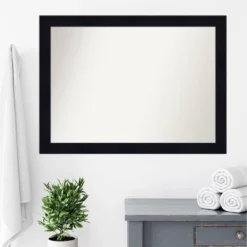 Amanti Art 42" x 31" Non-Beveled Shiplap Navy Wood Bathroom Wall Mirror -Amanti Art Shop GUEST 9331b01b 05e3 4d6d 81a3 ebbcd1946b80