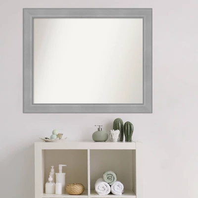 Amanti Art Vista Brushed Nickel 32" x 26" Non-Beveled Bathroom Wall Mirror 8 Amanti Art Vista Brushed Nickel 32" x 26" Non-Beveled Bathroom Wall Mirror - Image 6