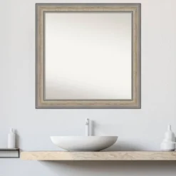 Amanti Art Fleur Champagne Silver Wood Bathroom Wall Mirror - 31x31 Square -Amanti Art Shop GUEST 9420f034 2288 4a99 af96 4afa723cccd4