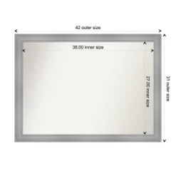 Amanti Art Flair Polished Nickel Wall Mirror - 42" x 31" Modern Rectangle -Amanti Art Shop GUEST 943cc43d 4d4b 4fb0 80e0 496bdb2616e8