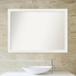 Amanti Art 42" x 31" Vanity White Narrow Non-Beveled Bathroom Mirror -Amanti Art Shop GUEST 963d5cd1 4d3b 43e2 ab19 069d269b8473