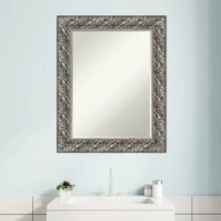 Amanti Art Silver Luxor Petite Bevel Wood Bathroom Wall Mirror -Amanti Art Shop GUEST 96c0ff66 1854 4eab ad25 81d03f0d53f4
