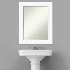 Amanti Art Cabinet White Petite Bevel Bathroom Wall Mirror (29.5" x 23.5") -Amanti Art Shop GUEST 9781f014 232c 4fc7 a36a cbb46ff56ce6