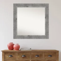 32" X 32" Non-Beveled Bridge Gray Wood Wall Mirror - Amanti Art -Amanti Art Shop GUEST 984c489c a495 4db8 857a 1e0cedba8798