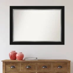 42" X 30" Non-Beveled Eva Black Silver Wall Mirror - Amanti Art -Amanti Art Shop GUEST 9862da1e e428 44f5 bb31 cd1d3aba343b