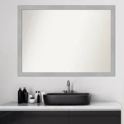Amanti Art Vista Brushed Nickel Narrow Bathroom Wall Mirror - 41" x 30" Non-Beveled -Amanti Art Shop GUEST 992402e3 cdd6 4b84 845b 1c2f3457960c