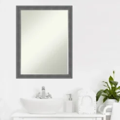 Amanti Art Dixie Grey Rustic Petite Bevel Wood Bathroom Wall Mirror (26.25 x 20.25) -Amanti Art Shop GUEST 9a3da0d5 b6a8 4e96 a5e2 4c022af03bd3
