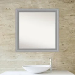Amanti Art Peak Polished Nickel Narrow Bathroom Wall Mirror, 31" x 31" -Amanti Art Shop GUEST 9acf4ddd 9ff2 4146 b941 0a68f81772f2