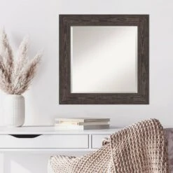 Amanti Art 26" x 26" Beveled Bridge Black Wood Wall Mirror -Amanti Art Shop GUEST 9b1a0d63 f216 4bde be6f f22b72b51900