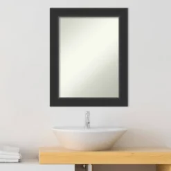 Amanti Art 23" x 29" Corvino Black Wood Non-Beveled Bathroom Wall Mirror -Amanti Art Shop GUEST 9b4f4cd6 3816 474d a82e b08de1aa1646