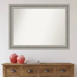 44" X 33" Non-Beveled Parlor Silver Wall Mirror - Amanti Art: Modern Rectangle, Polystyrene Frame, Includes Mount Hardware -Amanti Art Shop GUEST 9bb37ff0 72c2 45b8 9c49 9db366efbde6