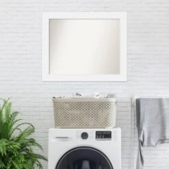 Amanti Art Corvino White Wood Non-Beveled Bathroom Wall Mirror (33" x 27") -Amanti Art Shop GUEST 9bc40a2b 1de2 4109 be2c 4125c7a05c25