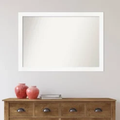 Amanti Art Cabinet White Narrow Non-Beveled Bathroom Wall Mirror - 39" x 27" -Amanti Art Shop GUEST 9c0527f9 0533 4c9d 8706 e54b60eb4929 1