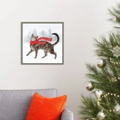 Amanti Art Victoria Borges Christmas Cats And Dogs I Framed Canvas Art (16" x 16") -Amanti Art Shop GUEST 9c4f180e ed71 4486 a24e da5badb07566