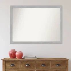 Amanti Art Vista Brushed Nickel Narrow Bathroom Wall Mirror - 41" x 30" Non-Beveled -Amanti Art Shop GUEST 9d01f3ed 8f36 488f 8ab8 654ed3104844
