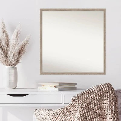 27" X 27" Non-Beveled Hard Wedge Whitewash Wood Wall Mirror - Amanti Art 8 27" X 27" Non-Beveled Hard Wedge Whitewash Wood Wall Mirror - Amanti Art - Image 6