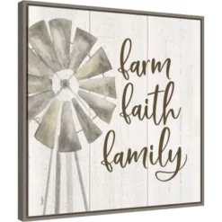 Amanti Art 22" x 22" Farm Life III 'Farm Faith Family' by Tara Reed Framed Canvas Wall Art - Gray Wash