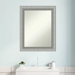 Amanti Art Elegant Brushed Pewter Bathroom Wall Mirror - 23" x 29" -Amanti Art Shop GUEST 9d51ca48 dc5d 4964 be06 ea86fd7a49ba