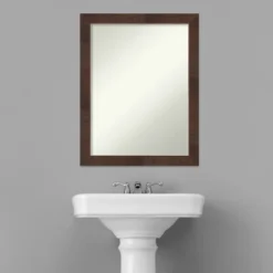 Amanti Art Wildwood Brown Narrow Bathroom Wall Mirror - 21" x 27" -Amanti Art Shop GUEST 9e4a8243 114b 4227 bdec abd310fd69d5