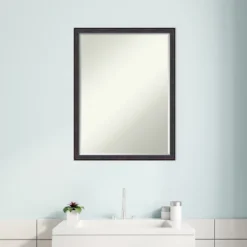 Amanti Art Dark Bronze Scoop Petite Bevel Wood Bathroom Wall Mirror - 25.5 x 19.5 In. -Amanti Art Shop GUEST 9eac90bd d11e 420e babb 449d11ea60dd