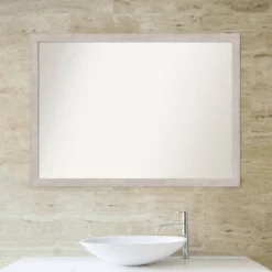 Amanti Art Marred Silver 41" x 30" Non-Beveled Wood Bathroom Wall Mirror -Amanti Art Shop GUEST a276ca0e 3b0c 4dcc bd55 19697c6abeda