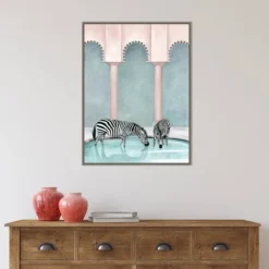 Amanti Art Office Gossip Zebras Framed Canvas Wall Art 23x30 Gray Wash -Amanti Art Shop GUEST a36d26f9 5a2c 455d 9046 a5fa684aecf5