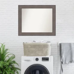 Amanti Art Country Barnwood Non-Beveled Bathroom Wall Mirror - 33" x 27" Brown -Amanti Art Shop GUEST a3e26d75 aff7 4f51 ab19 d3729a1f773f