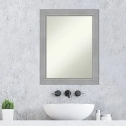 Amanti Art Vista Brushed Nickel Bathroom Wall Mirror - 22" x 28" Non-Beveled -Amanti Art Shop GUEST a58383db 5efa 4093 8566 7e26b66c9d62