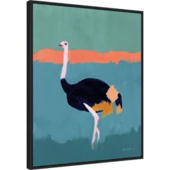 Amanti Art Ostrich by Pamela Munger Framed Canvas Wall Art - 22" x 28" Sylvie Black
