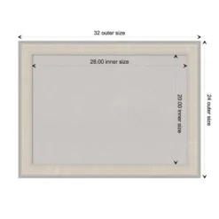 Amanti Art 32" x 24" Cottage Wood Framed Gray Cork Bulletin Board - White & Silver -Amanti Art Shop GUEST a7262baa ccb4 4d17 ae86 a50fcccff8aa