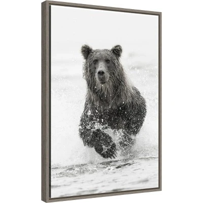 Amanti Art Bear Fishing For Salmon Framed Canvas Wall Art by Adam Jones 3 Amanti Art Bear Fishing For Salmon Framed Canvas Wall Art by Adam Jones
