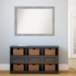 Amanti Art Flair Polished Nickel Wall Mirror - 42" x 31" Modern Rectangle -Amanti Art Shop GUEST a8f40e63 97f6 41d9 ae35 9b4600690e60