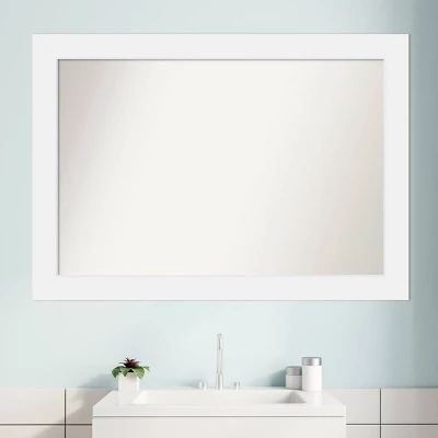 Amanti Art Corvino White Wood Wall Mirror, 41" x 29" Non-Beveled Bathroom Mirror 9 Amanti Art Corvino White Wood Wall Mirror, 41" x 29" Non-Beveled Bathroom Mirror - Image 7