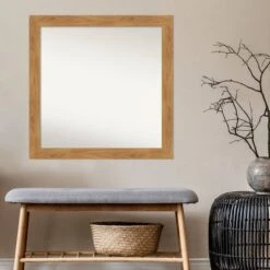 Amanti Art 30" x 30" Carlisle Blonde Wood Wall Mirror -Amanti Art Shop GUEST aa333d3e f270 44a2 9d4e 6ad7f9e57e5a