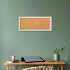 Amanti Art Two Tone Silver Framed Natural Cork Board - 32" x 14" -Amanti Art Shop GUEST aa6bd65c 67ea 42e5 b2b0 39cb403e324d