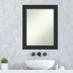 Amanti Art 23" x 29" Corvino Black Wood Non-Beveled Bathroom Wall Mirror -Amanti Art Shop GUEST ab0eb10c dfad 4e20 accb 2acf15e29b56