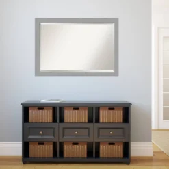 40" X 28" Brushed Nickel Framed Wall Mirror Silver - Amanti Art -Amanti Art Shop GUEST ab1ffad1 f27f 47fc 92d5 d4db686ec975