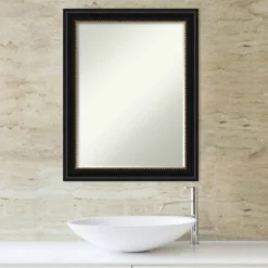 Amanti Art Manhattan Black Petite Bevel Bathroom Wall Mirror - 28 x 22 In. -Amanti Art Shop GUEST ab6beb94 cd14 4165 9911 3881e82696db