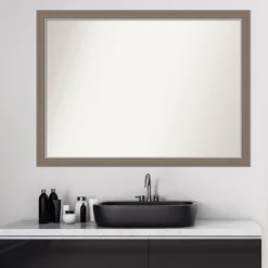 Amanti Art Eva Brown Narrow Non-Beveled Bathroom Wall Mirror - 41" x 30" -Amanti Art Shop GUEST ab8eaaed 031d 4989 9ceb 4964a752290e