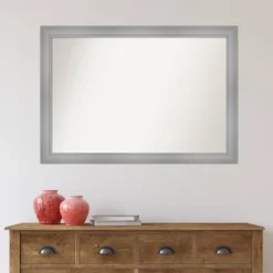 Amanti Art Flair Polished Nickel Wall Mirror - 40" x 28" Non-Beveled -Amanti Art Shop GUEST aba3e0b2 a08c 470b af9f 525665348d85