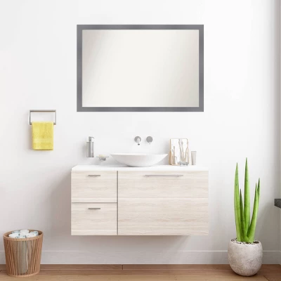 39"x27" Non-Beveled Edwin Wood Bathroom Wall Mirror Gray - Amanti Art: Modern Rectangle, Wall Mount 6 39"x27" Non-Beveled Edwin Wood Bathroom Wall Mirror Gray - Amanti Art: Modern Rectangle, Wall Mount - Image 4