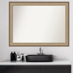Amanti Art Elegant Brushed Bronze Non-Beveled Bathroom Wall Mirror (43" x 32") -Amanti Art Shop GUEST abe0396c 8eff 4018 a34a d269220e361a